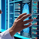 **A doctor examining a patient's DNA sequence on a holographic display, with various medical data points visualized around them. The scene emphasizes personalized medicine and the use of technology in healthcare.**