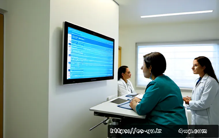 정밀 의학의 공공 의료 시스템에서의 역할 - Photorealistic public hospital in Madrid, Spain, precision medicine consultation room, a diverse Spa...